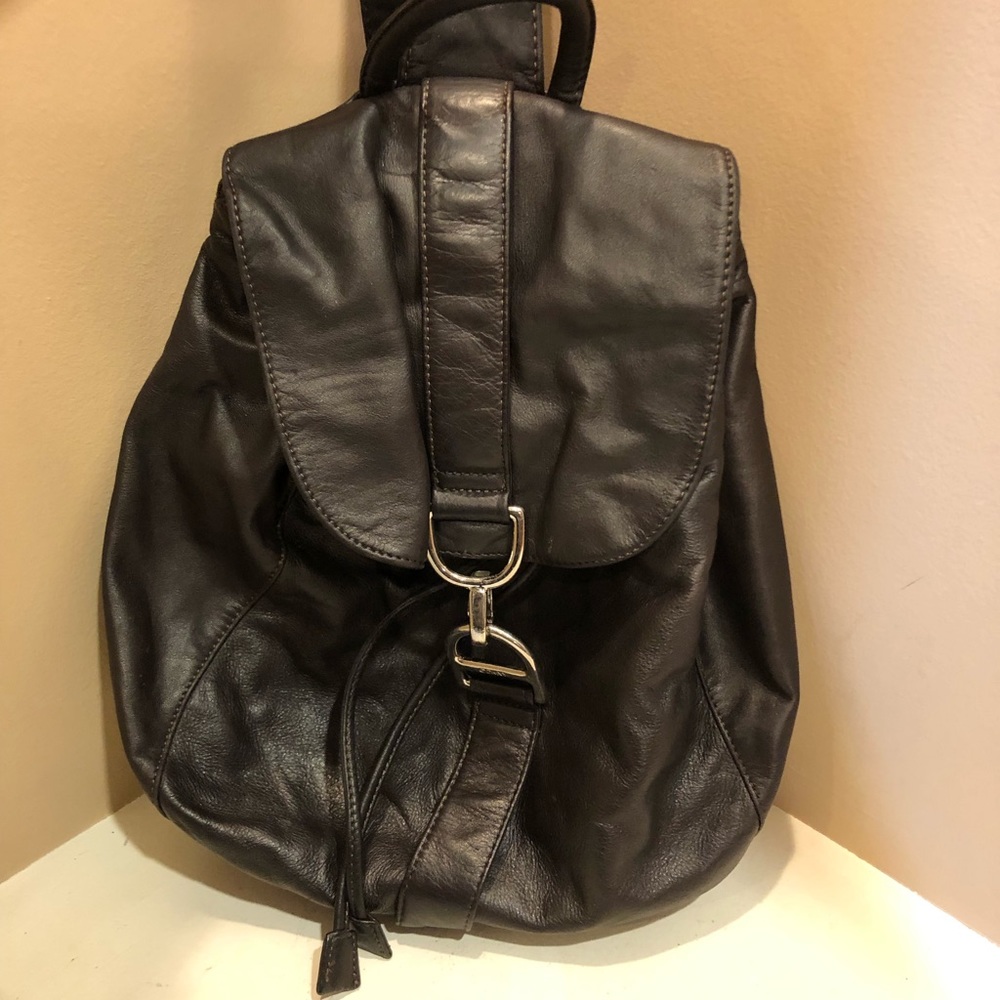 DKNY Chocolate Brown Leather Backpack